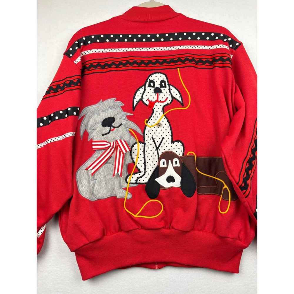 Southern Stitches Sweatshirt Womens Large Vintage Dog Applique Zip Jacket USA